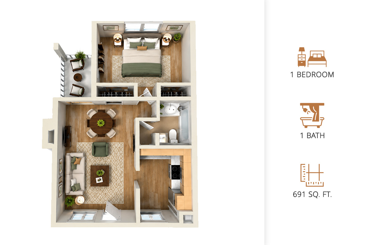 Casas Adobes | Apartments For Rent in Tucson, AZ | 1 Bedroom 1 Bath 691 Sq. Ft.