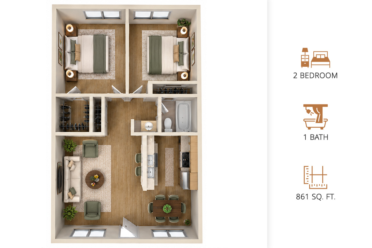 Casas Adobes | Apartments For Rent in Tucson, AZ | 2 Bedroom 1 Bath 861 Sq. Ft.