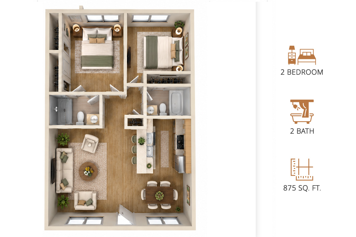 Casas Adobes | Apartments For Rent in Tucson, AZ | 2 Bedroom 2 Bath 875 Sq. Ft.