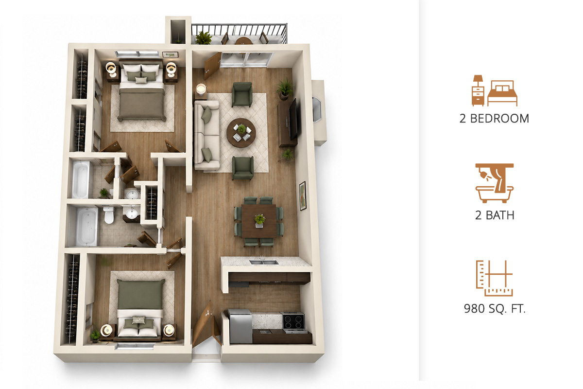Casas Adobes | Apartments For Rent in Tucson, AZ | 2 Bedroom 2 Bath 980 Sq. Ft.